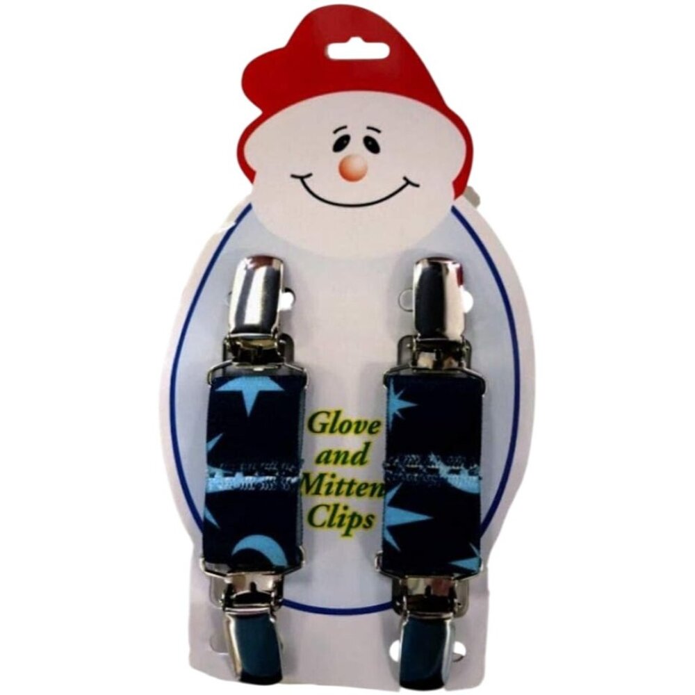 Children's Clip-on Glove and Mitten Keepers (One Set of Clips)  -Midnight Stars